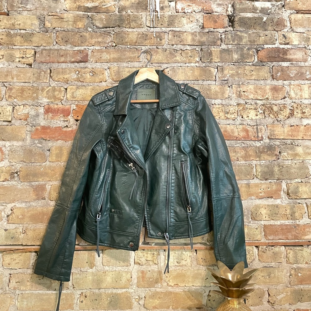 blank nyc evergreen faux leather jacket